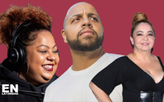 The Ortiz family smiling together during a comedy shoot, representing Dominican-American culture through humor and love.